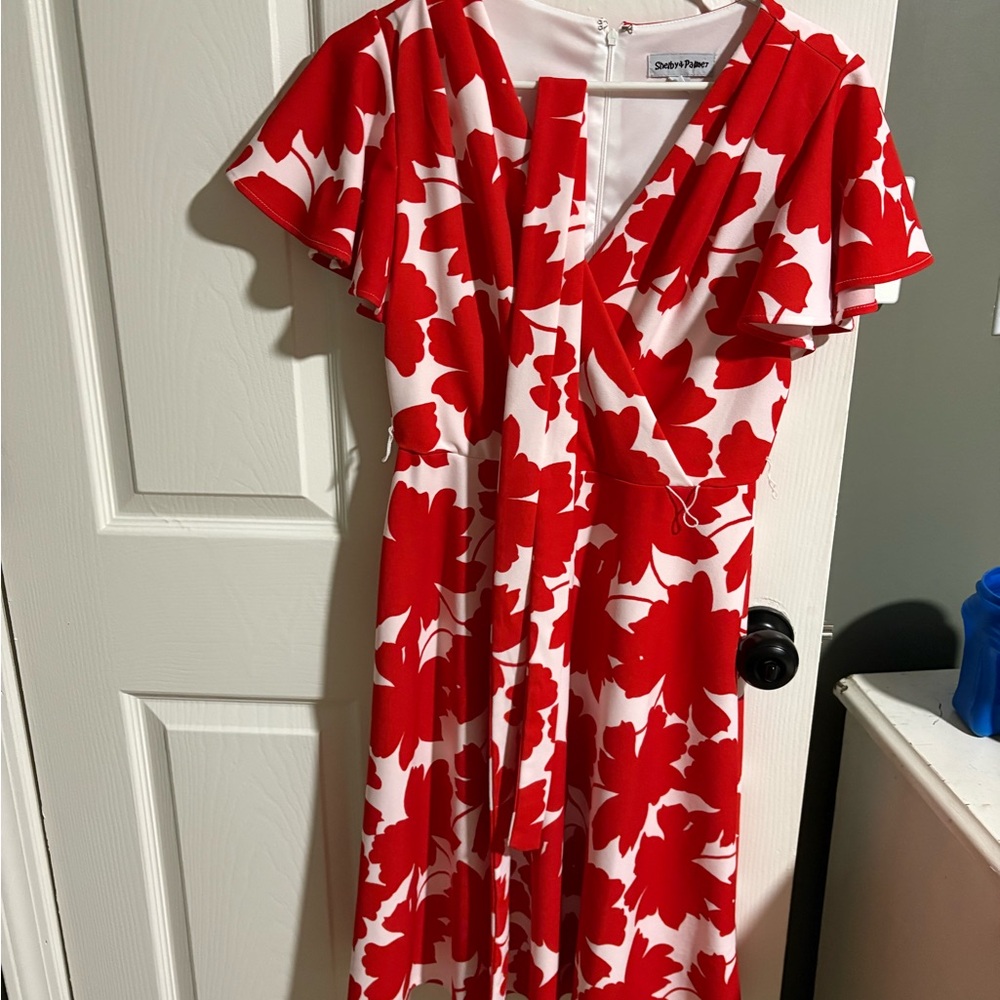 Donna Morgan Red and White Floral Dress